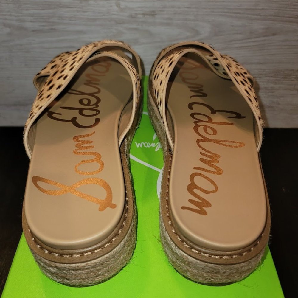 Sam Edelman Leopard Print Espadrille Platform Slide Sandals - Tan/Black - Picture 6 of 13